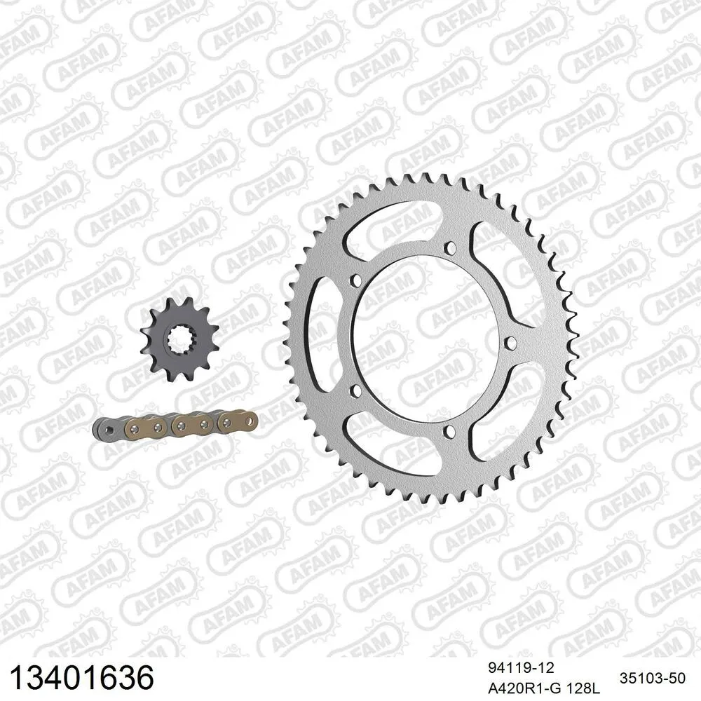 13401636 AFAM Kettensatz Stahl 420 R1-G 12x50 - MBK 50 X Limit Supermoto 2002 - 13401636