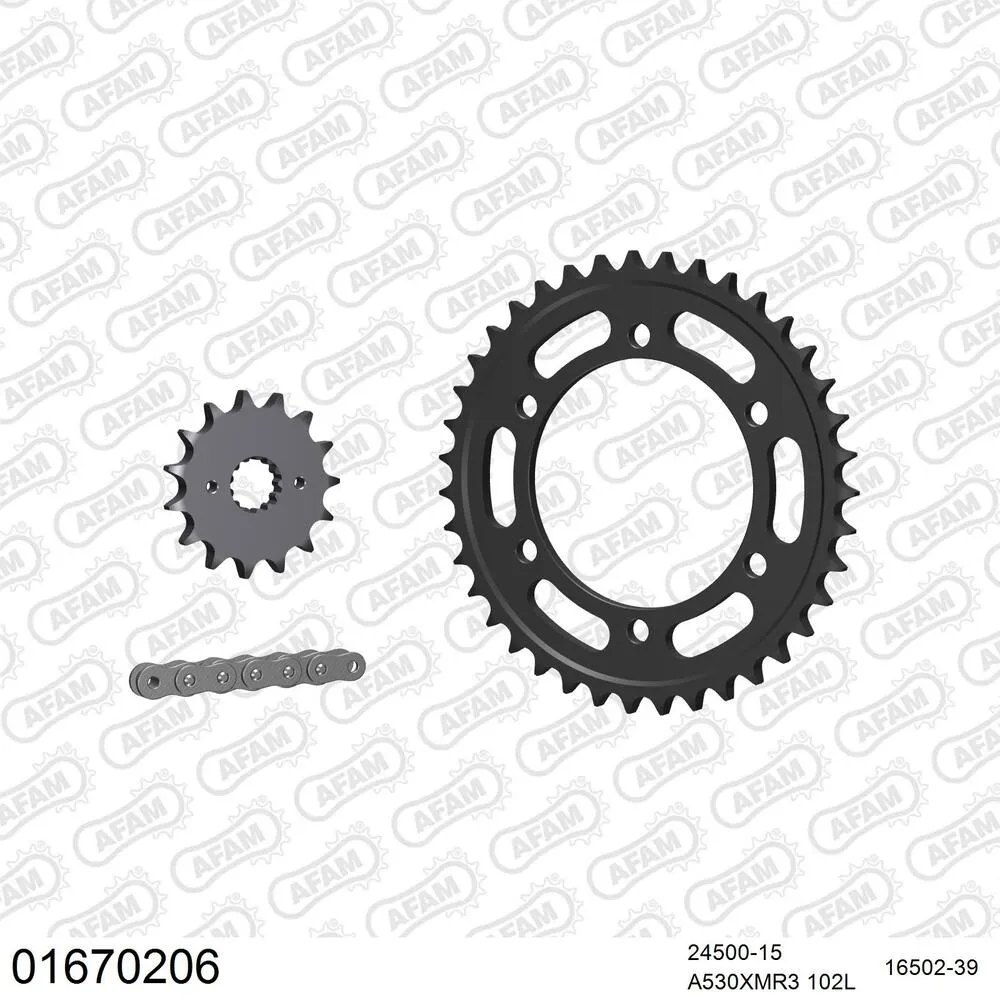 AFAM Kettensatz Stahl 530 XMR3 15x39 - Kawasaki GPZ 600 R 1985-89 - 01670206