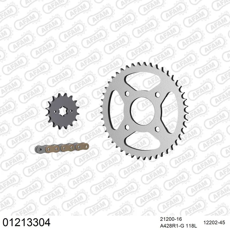 AFAM Kettensatz Stahl 428 R1-G 16x45 - Yamaha RD 125 LC 1986-89 - 01213304
