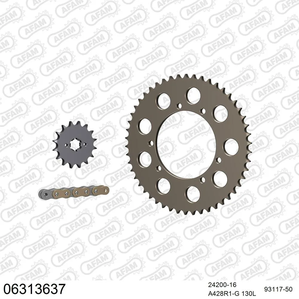 06313637 AFAM Kettensatz Aluminium 428 R1-G 16x50 - C H Racing WSM 125 Motard 2005-05 - 06313637