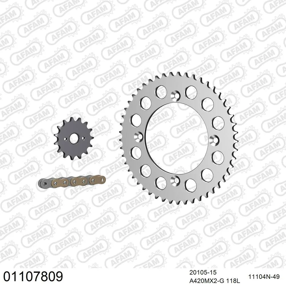 AFAM Kettensatz Aluminium 420 MX2-G 15x49 - Honda CR 80 R 1996-02 - 01107809