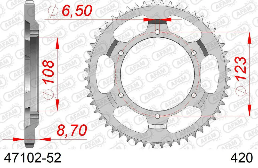 AFAM Kettensatz Stahl 420 R1-G 14x52 - Cagiva 50 Mito 1998-99 - 04401241