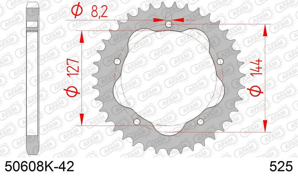 AFAM Kettensatz Stahl 525 XSR2-G 15x42 - Ducati 848 Streetfighter 2011-15 - 05083403