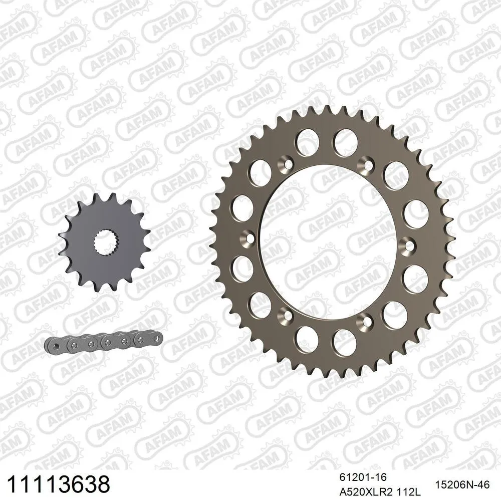 11113638 AFAM Kettensatz Aluminium 520 XLR2 16x46 - Hm-honda CRM 125 RR Derapage 2011-16 - 11113638