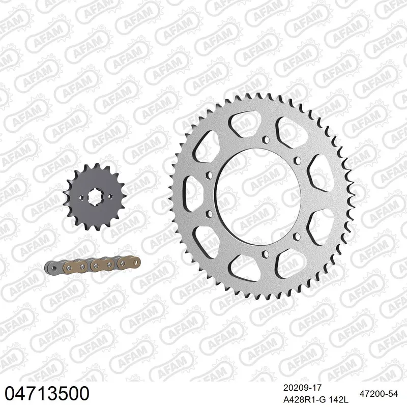 04713500 AFAM Kettensatz Stahl 428 R1-G 17x54 - Derbi 125 R Senda 2004-05 - 04713500