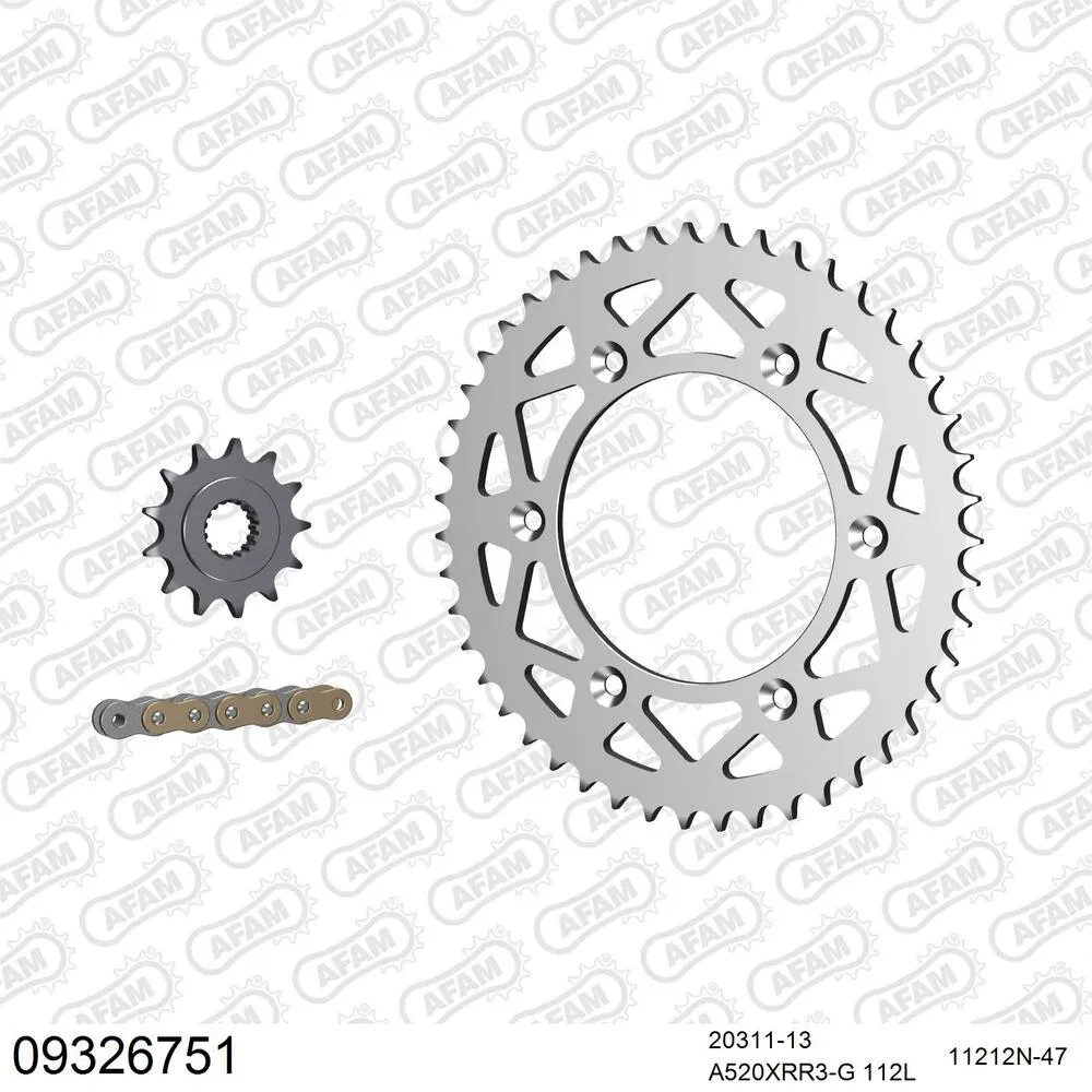 09326751 AFAM Kettensatz Aluminium 520 XRR3-G 13x47 - Hm-honda CRE 250 R Enduro 2002-03 - 09326751