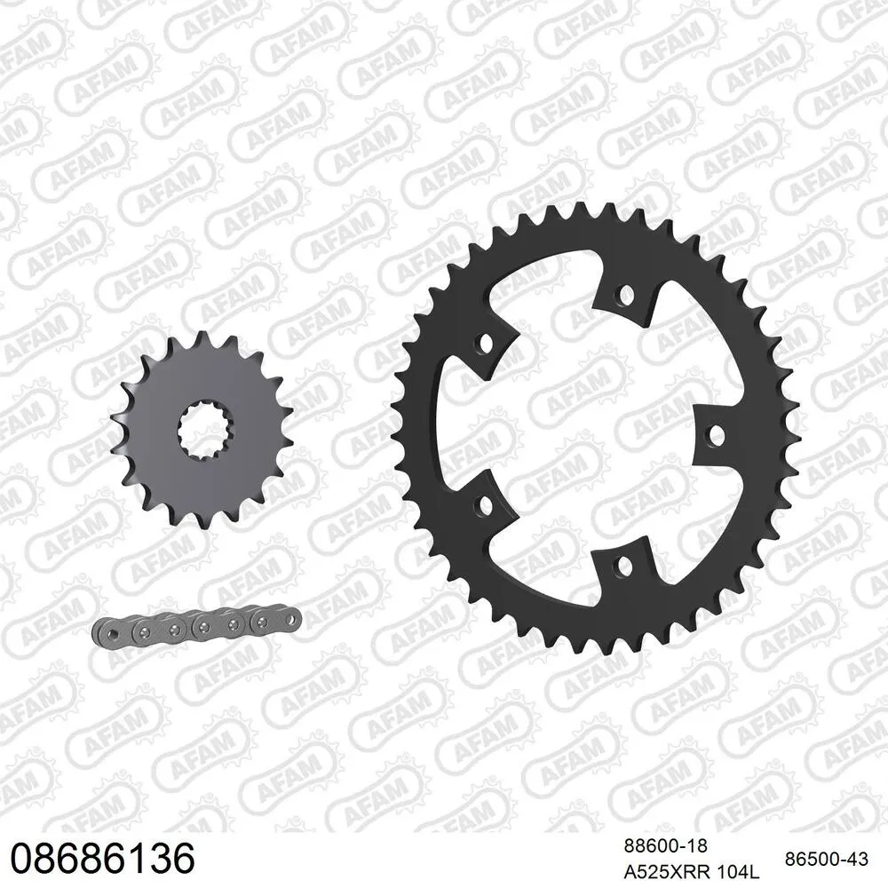 08686136 AFAM Kettensatz Stahl 525 XMR3 18x43 - Triumph Bonneville 865 2004-14 - 08686136