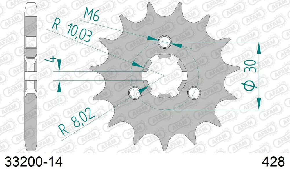 AFAM Kettensatz Stahl 428 R1-G 14x47 - Kawasaki KH 125 1977-82 - 01613300