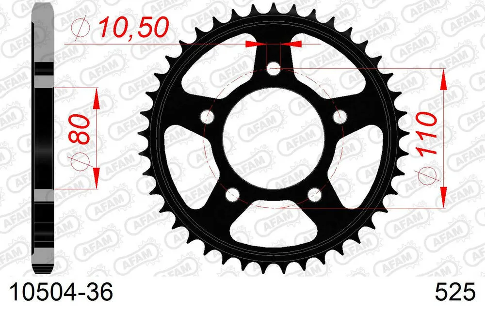 10504-36 AFAM Kettensatz Stahl 525 XMR3 16x36 - Honda CB 450 S 1986-88 - 01051201