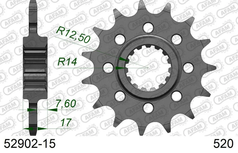 52902-15 AFAM Kettensatz Aluminium 520 XHR2-G 15x39 - Ducati 1199 Panigale 2012-17 - KIT105871