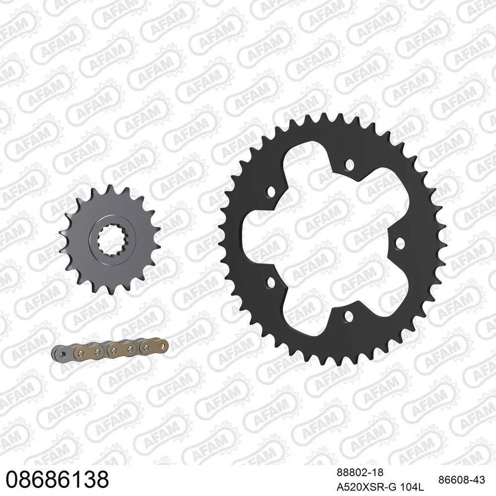 08686138 AFAM Kettensatz Stahl 520 XSR-G 18x43 - Triumph Bonneville 865 2015-16 - 08686138