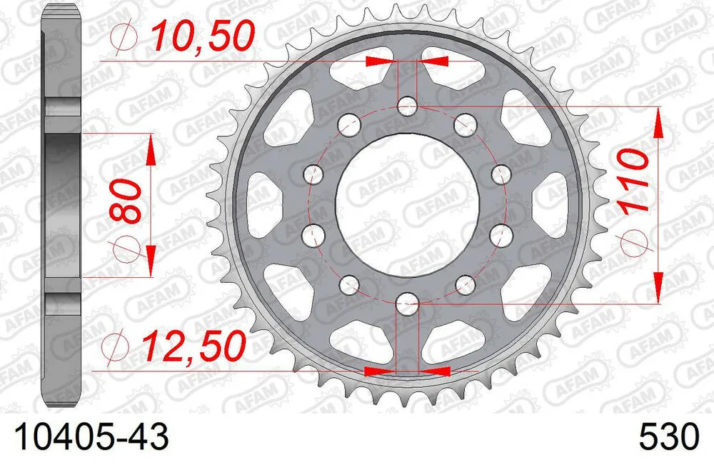 10405-43 AFAM Kettensatz Stahl 530 XMR3 16x43 - Honda CBX 550 F 1983 - 01068201