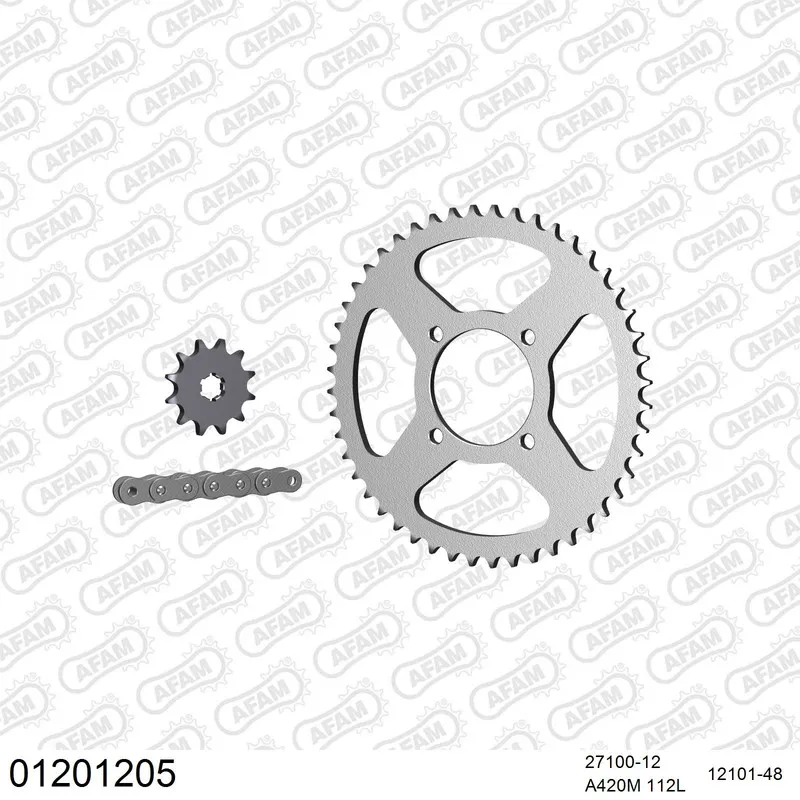 01201205 AFAM Kettensatz Stahl 420 M 12x48 - Yamaha RD 50 MX 1981-87 - 01201205