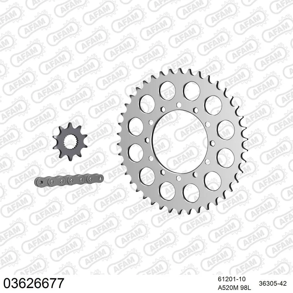03626677 AFAM Kettensatz Aluminium 520 M 10x42 - Aprilia TRX 240 Climber 1989 - 03626677