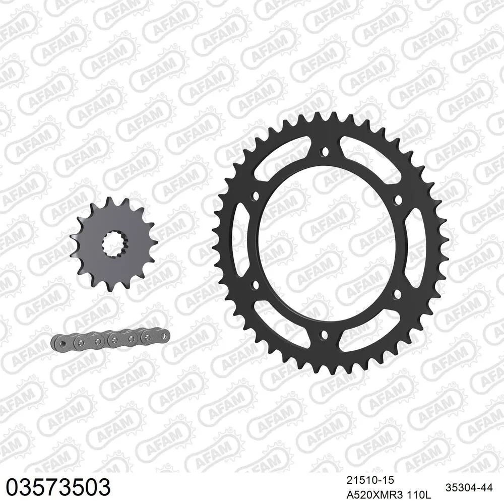 03573503 AFAM Kettensatz Stahl 520 XMR3 15x44 - Aprilia 650 ie Pegaso Trail 2006-08 - 03573503