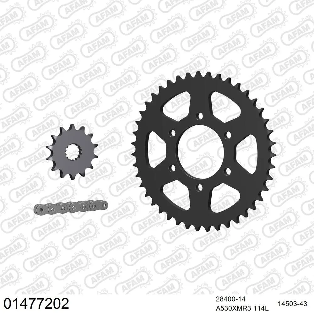 01477202 AFAM Kettensatz Stahl 530 XMR3 14x43 - Suzuki GSX 750 EF 1983-89 - 01477202