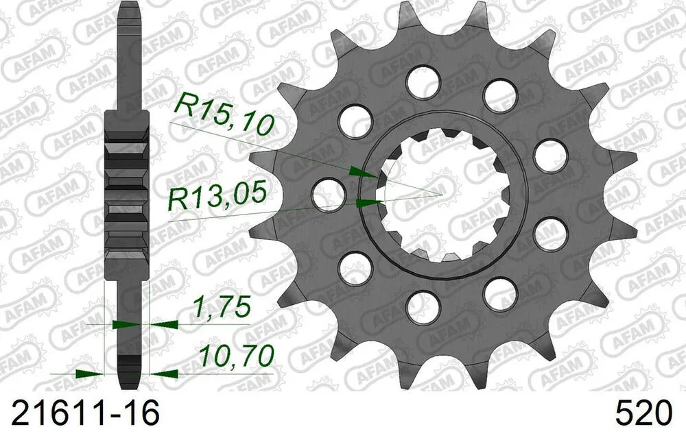 AFAM Racing Kettensatz Stahl 520 XHR2-G 16x41 - Yamaha YZF-R 1 2015-22 - 01289411