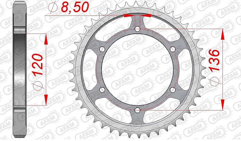 afam_kettenrad_hinten_12507 AFAM Kettensatz Stahl 530 XMR2 16x44 - Yamaha XJ 600 / YX 600 Radian 1984-91
