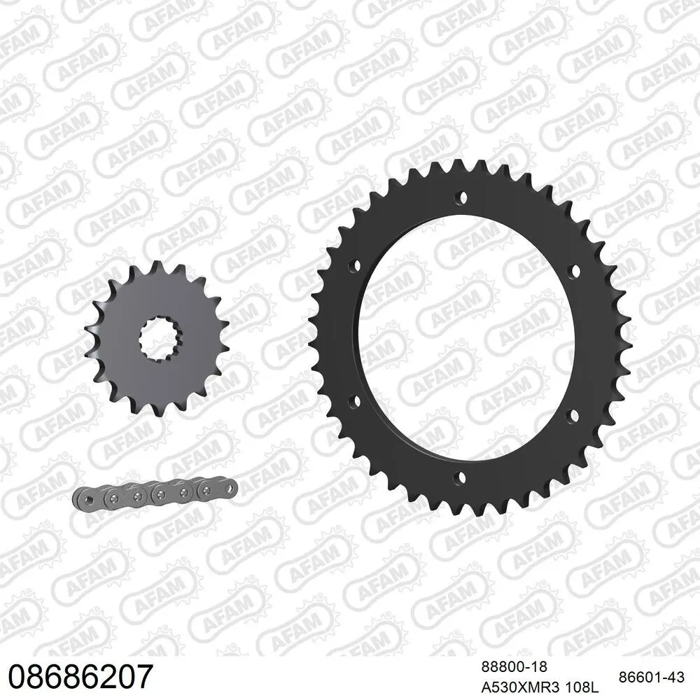 AFAM Kettensatz Stahl 530 XMR3 18x43 - Triumph Speed Triple 885 1997-01 - 08686207