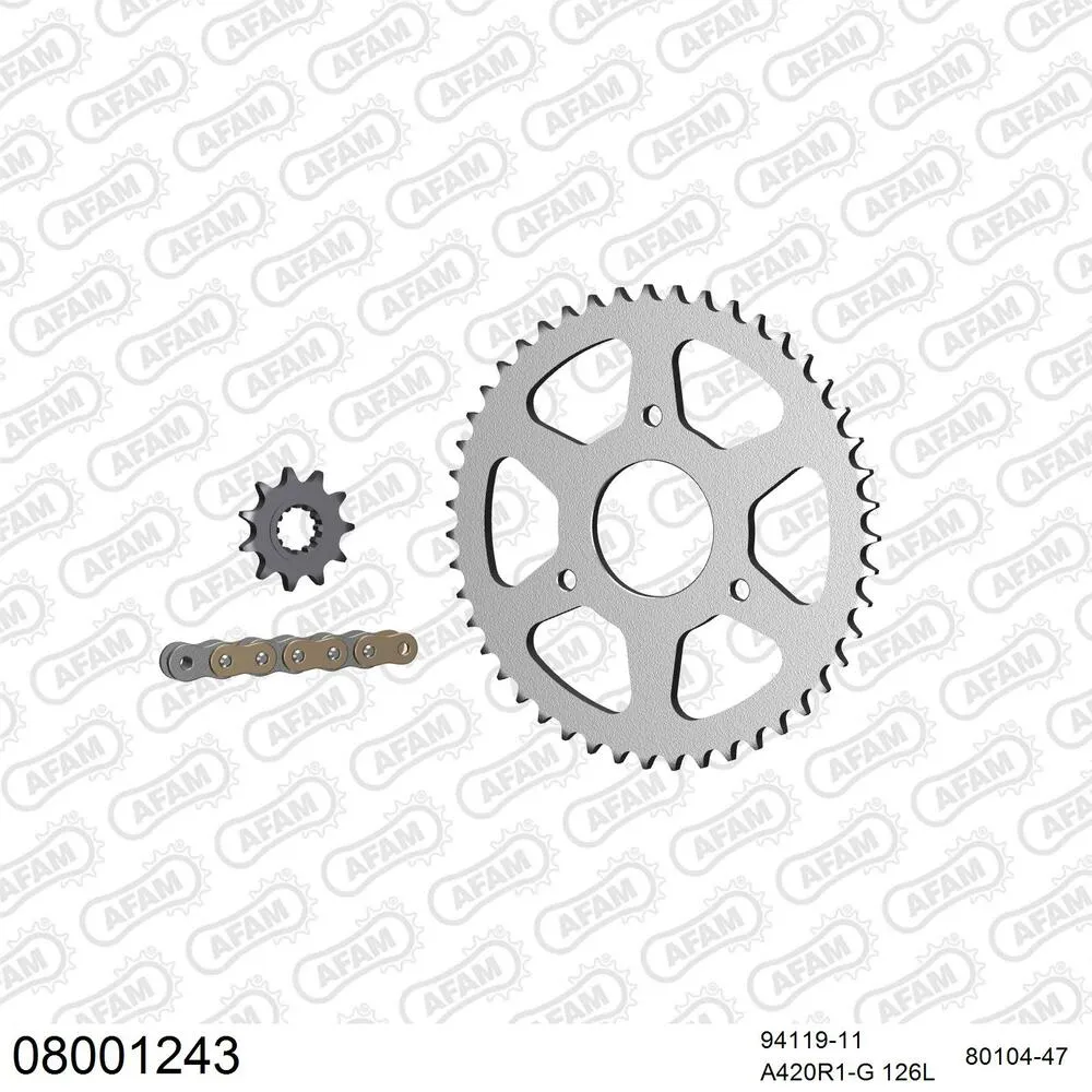 08001243 AFAM Kettensatz Stahl 420 R1-G 11x47 - Rieju RS2 50 FR 2004-10 - 08001243