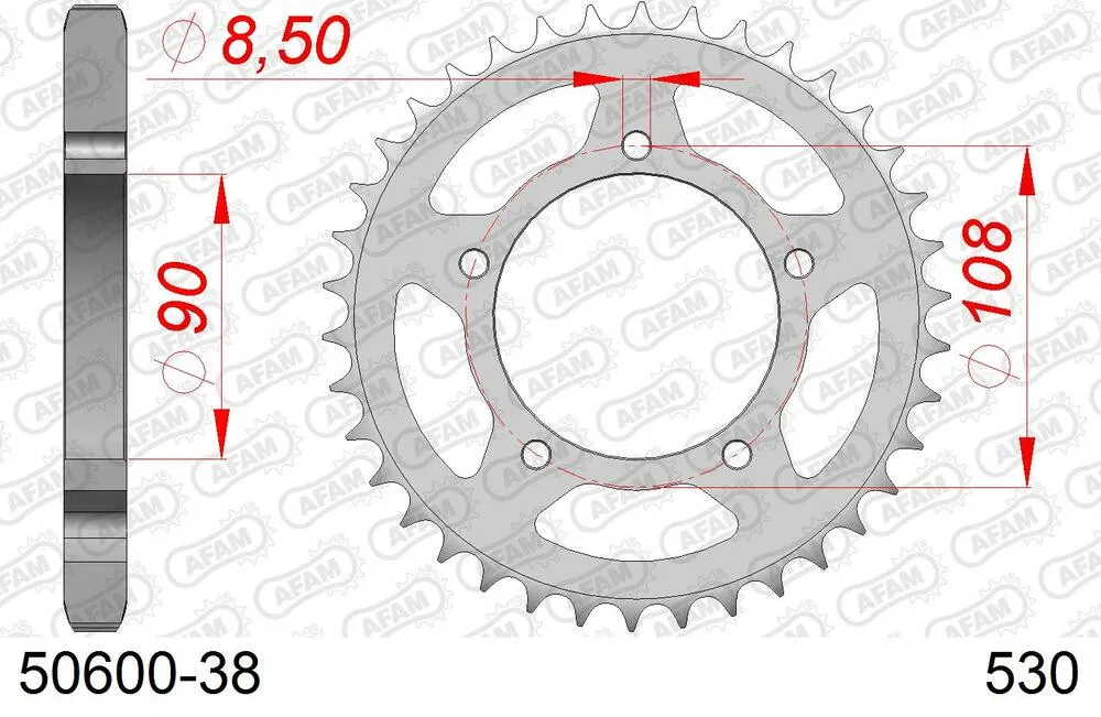50600-38 AFAM Kettensatz Stahl 530 HS 15x38 - Ducati 500 Pantah 1979 - 05059200