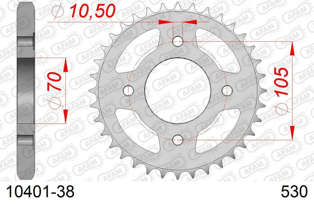 10401-38 AFAM Kettensatz Stahl 530 HS 16x38 - Honda CB 350 1974 - 01035200