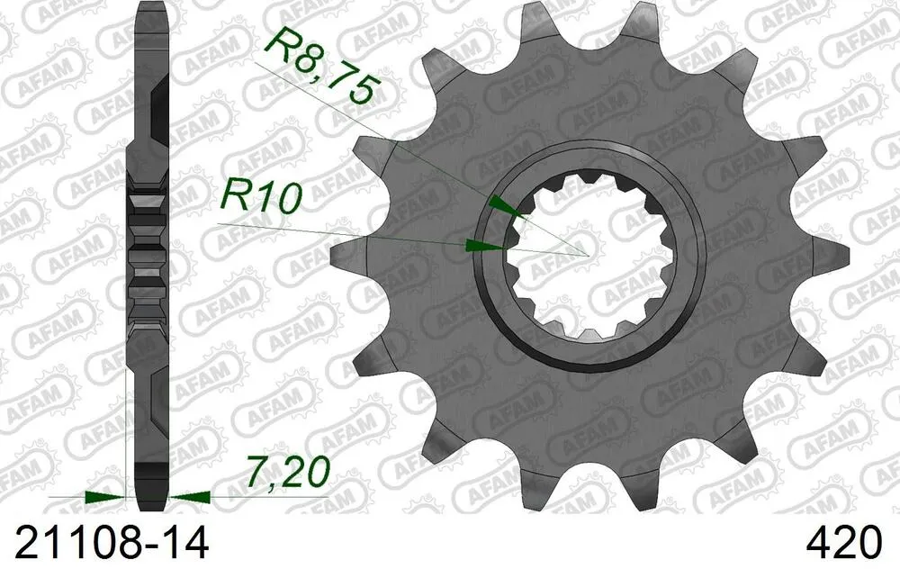21108-14 AFAM Kettensatz Aluminium 420 MX2-G 14x47 - Yamaha YZ 65 2018-23 - AB01303801