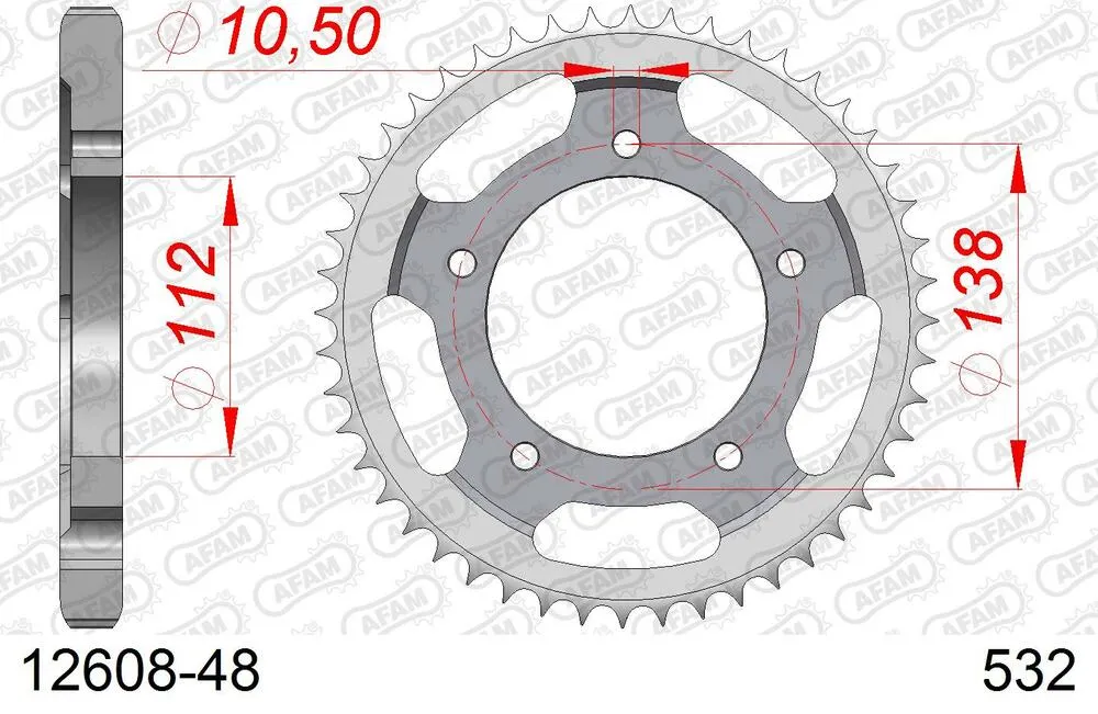 AFAM Kettensatz Stahl 532 ZVX 16x48 - Yamaha YZF-R 6 1999-02 - 01270247
