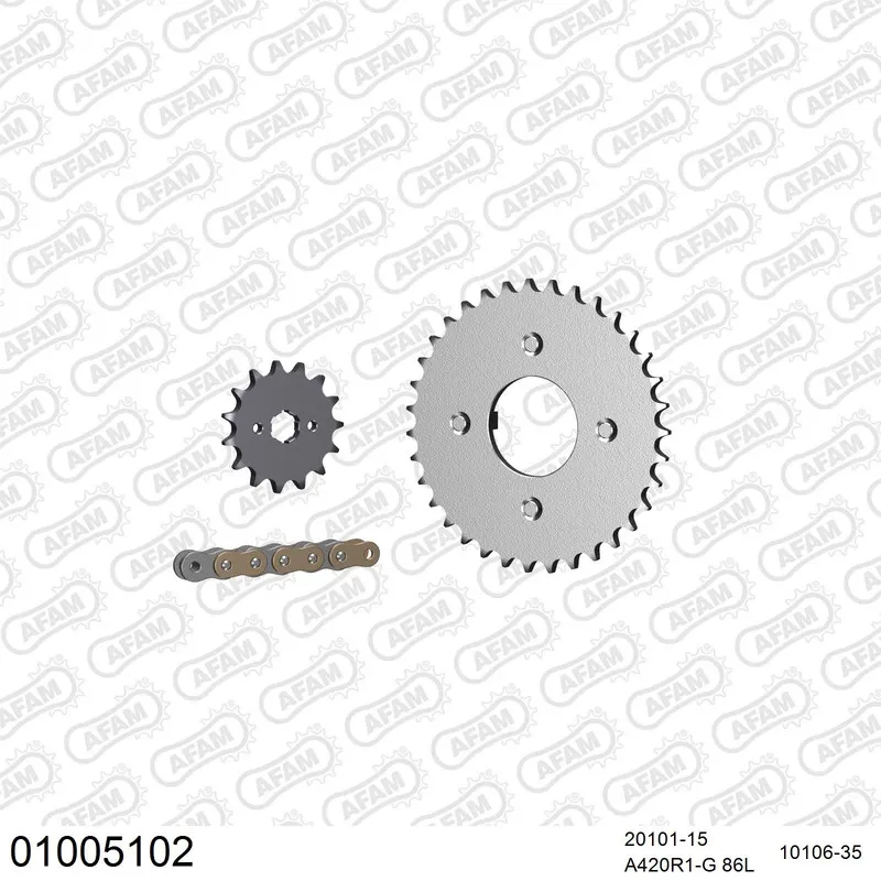 01005102 AFAM Kettensatz Stahl 420 R1-G 15x35 - Honda CT 70 1976-01 - 01005102