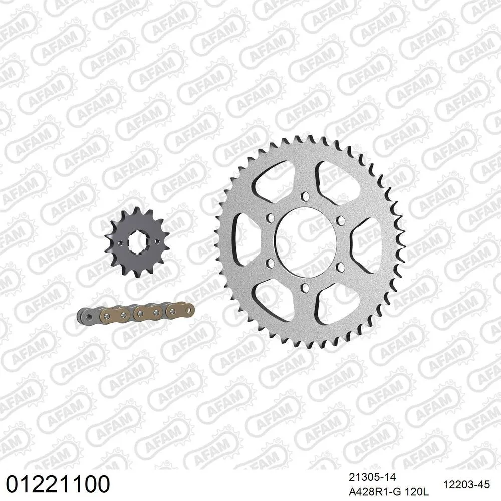 AFAM Kettensatz Stahl 428 R1-G 14x45 - Yamaha TW 200 1989-94 - 01221100