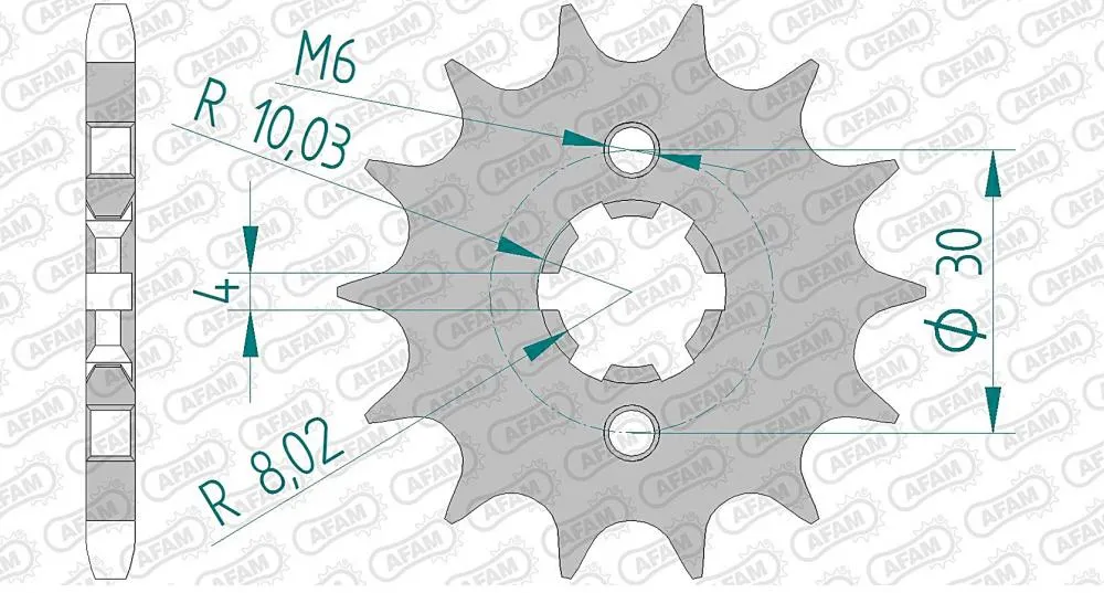 afam_ritzel_vorne_24200 AFAM Kettensatz Stahl 428 R1-G 16x48 - Kawasaki KMX 125 1999-02