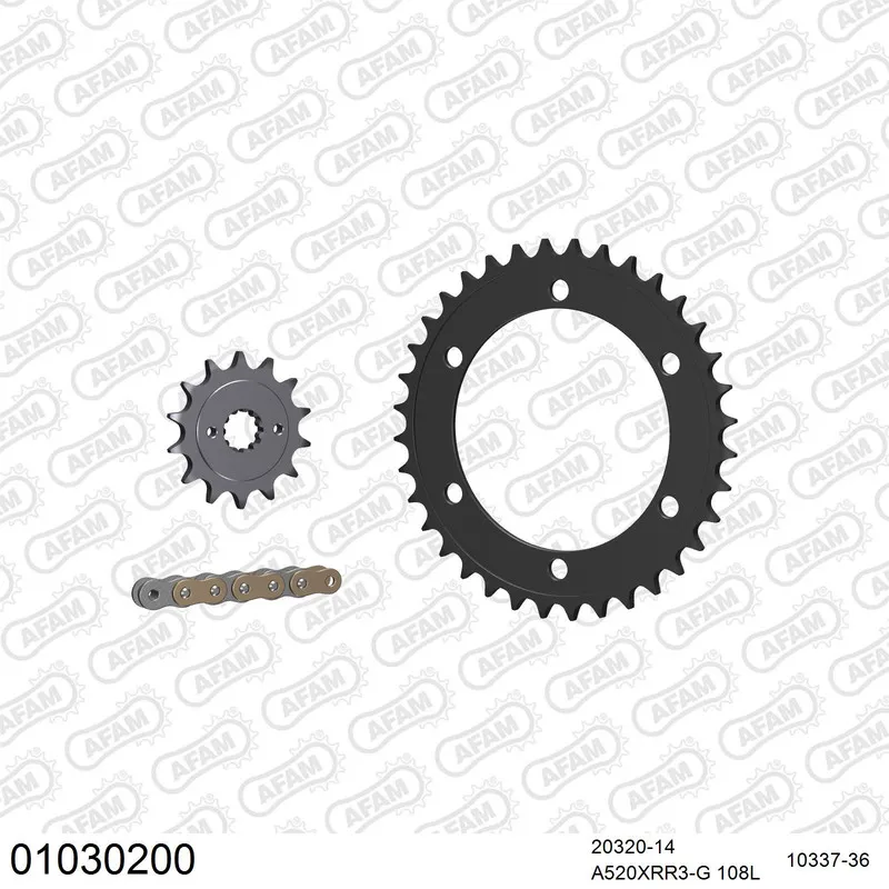 AFAM Kettensatz Stahl 520 XRR3-G 14x36 - Honda CB 300 FA ABS 2015-19 - 01030200