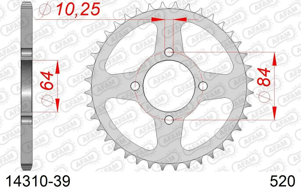 14310-39 AFAM Kettensatz Stahl 520 XRR3-G 12x39 - Suzuki LT 250 S 1989-90 - 01426931