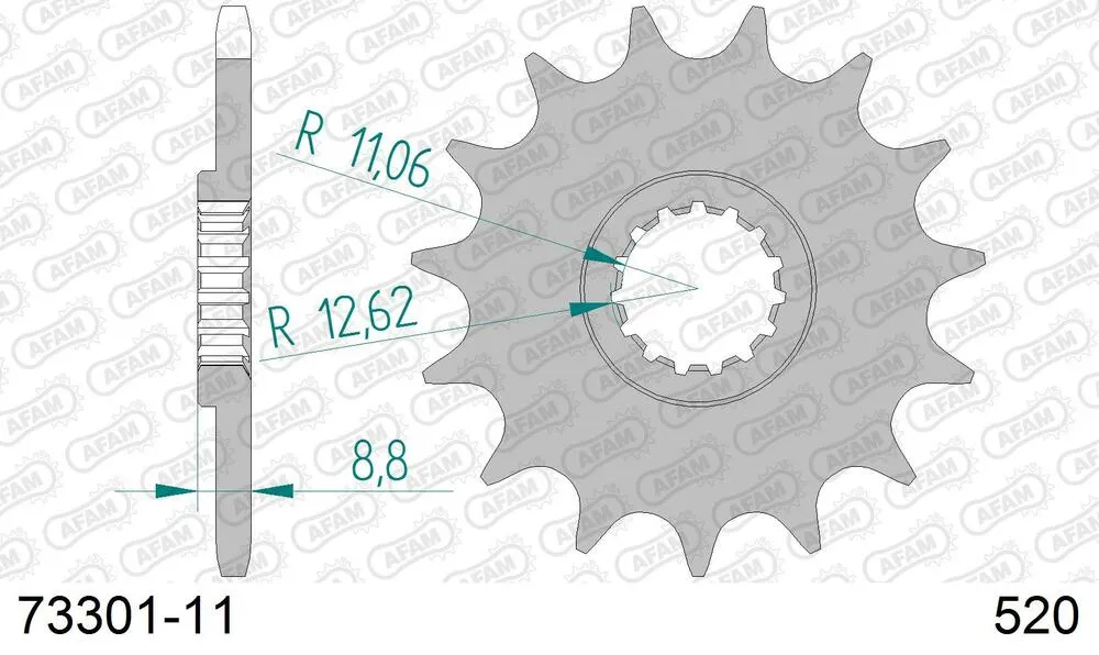 73301-11 AFAM Kettensatz Aluminium 520 XRR3-G 11x48 - KTM E-SX Electric Freeride 2012-23 - KIT106501