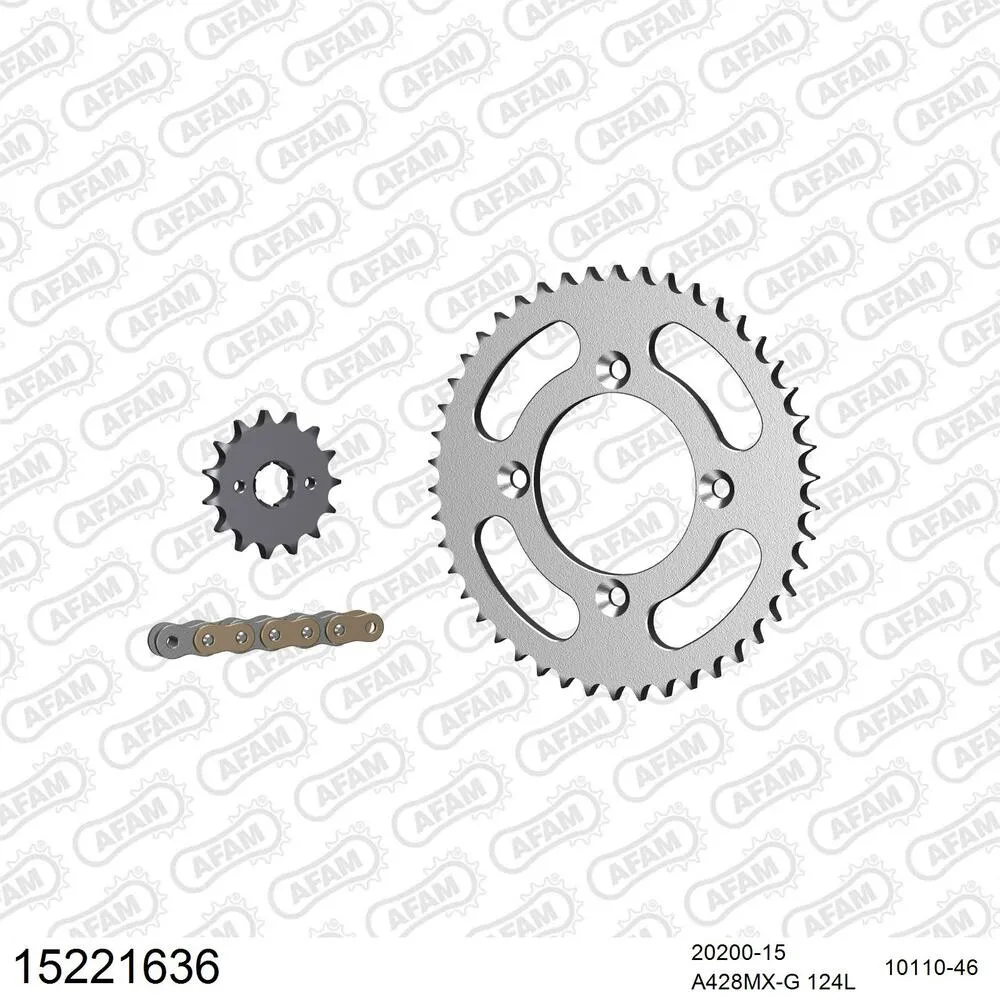 15221636 AFAM Kettensatz Stahl 428 MX-G 15x46 - AJP PR3 200 Supermoto Pro 2008-11 - 15221636