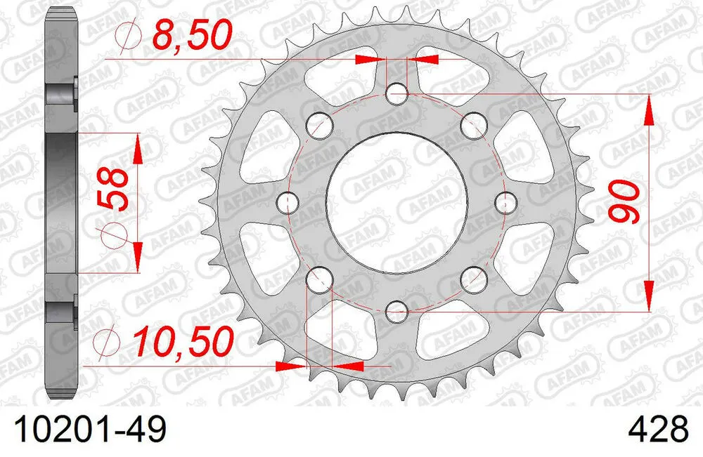 10201-49 AFAM Kettensatz Stahl 428 R1-G 15x49 - Honda SL 125 1976-80 - 01013500