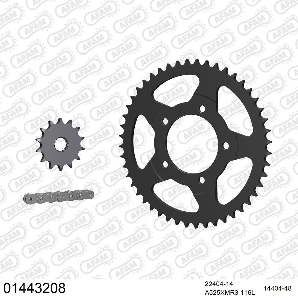 01443208 AFAM Kettensatz Stahl 525 XMR3 14x48 - Suzuki GSX 400 Impulse 1994-99 - 01443208