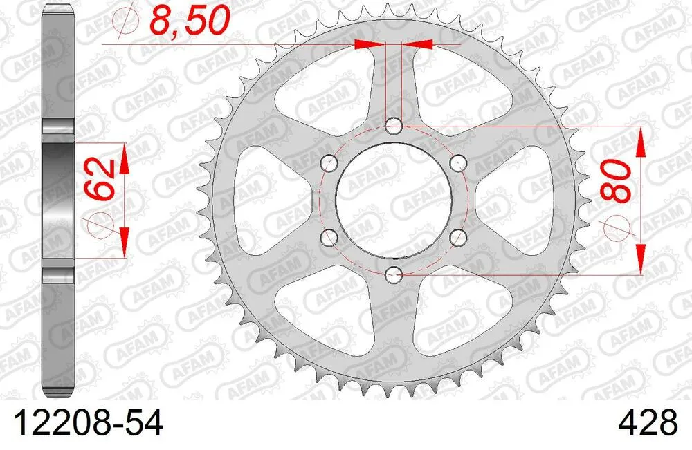 12208-54 AFAM Kettensatz Stahl 428 R1-G 14x54 - Yamaha XT 125 1988-91 - 01213501
