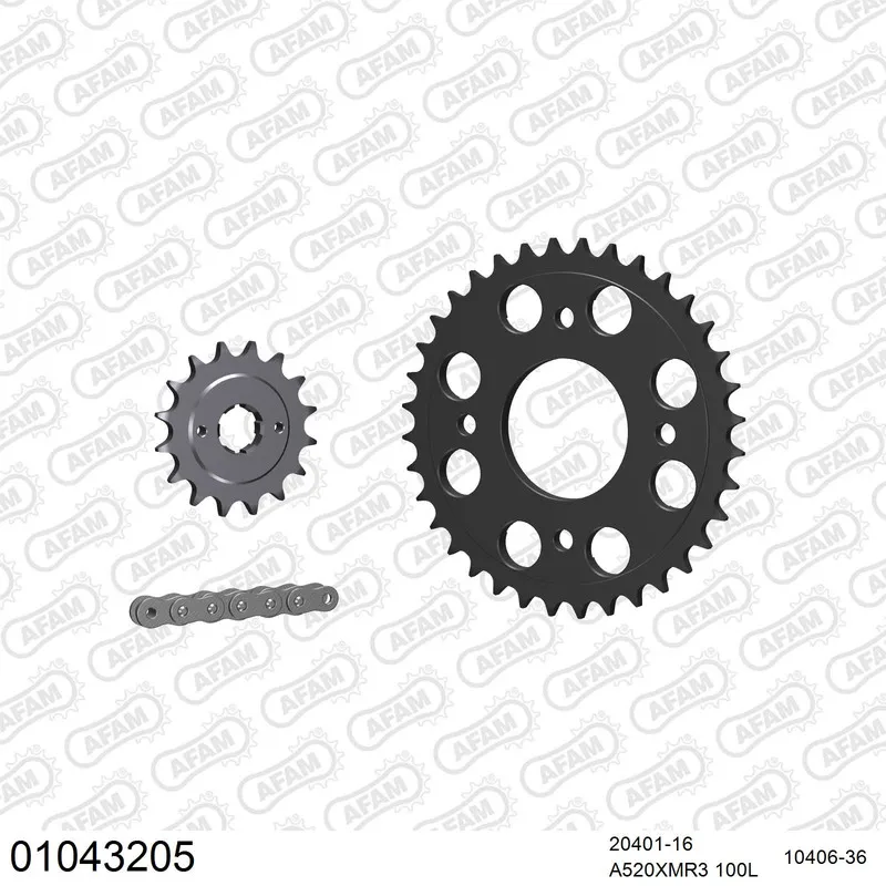 01043205 AFAM Kettensatz Stahl 520 XMR3 16x36 - Honda CB 400 N 1981-83 - 01043205