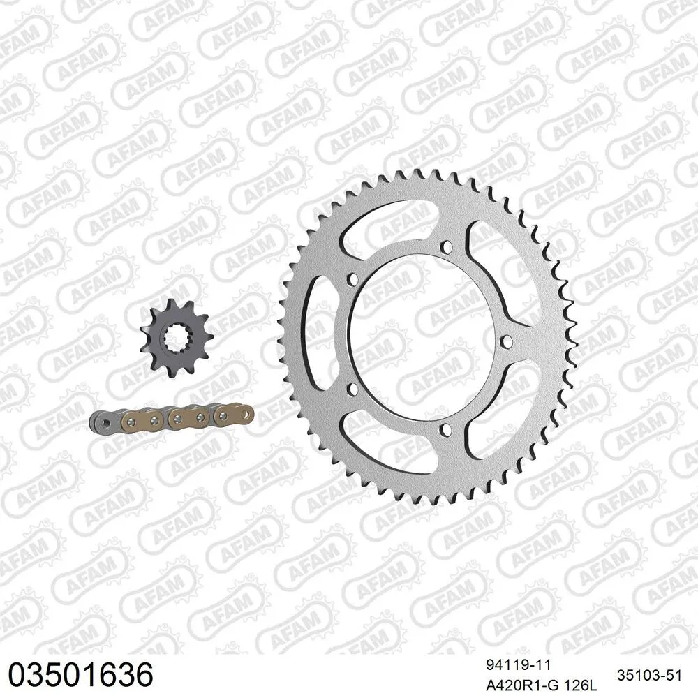 03501636 AFAM Kettensatz Stahl 420 R1-G 11x51 - Aprilia MX 50 2003-05 - 03501636