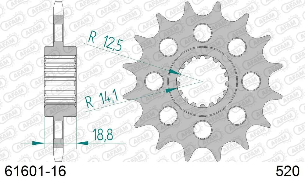 61601-16 AFAM Kettensatz Aluminium 520 XHR2-G 16x40 - Aprilia RSV 1000 2004-08 - 03689403
