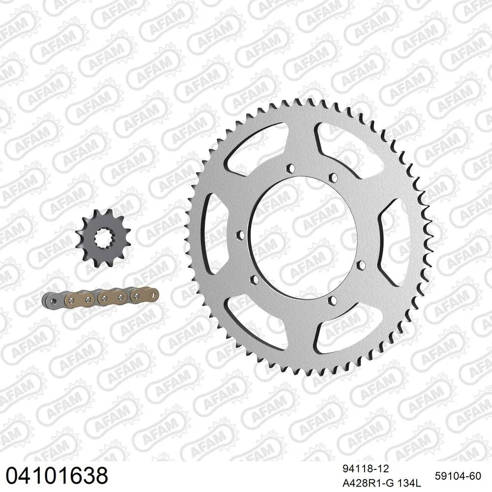 04101638 AFAM Kettensatz Stahl 428 R1-G 12x60 - Sherco 50 Supermotard 2008-21 - 04101638