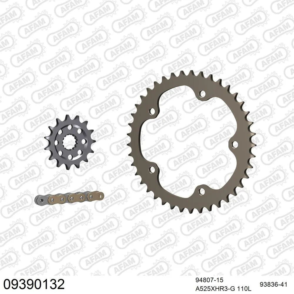 09390132 AFAM Kettensatz Aluminium 525 XHR3-G 15x41 - Mv Agusta Brutale 1078 RR 2008-09 - 09390132