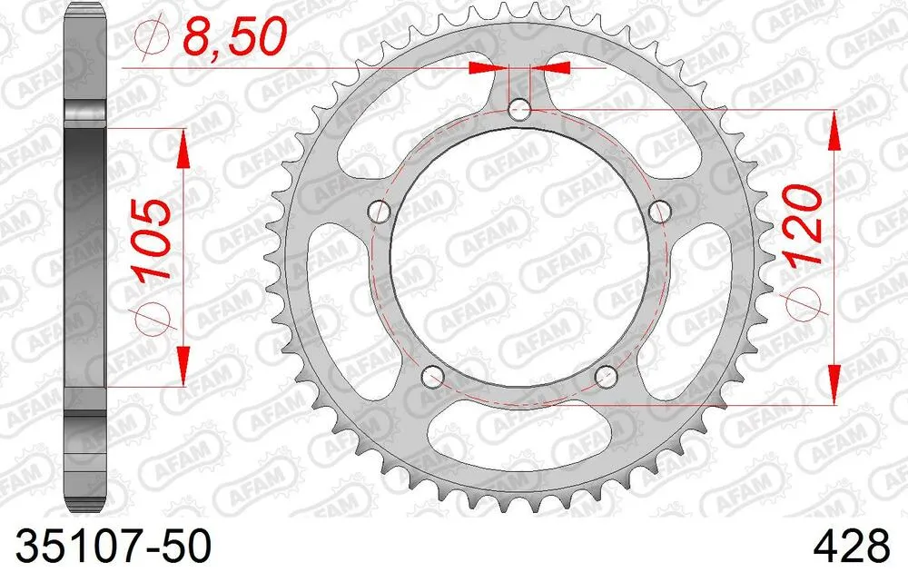 AFAM Kettensatz Stahl 428 R1-G 13x50 - MBK 50 X Limit Supermoto 2002-02 - KIT108051