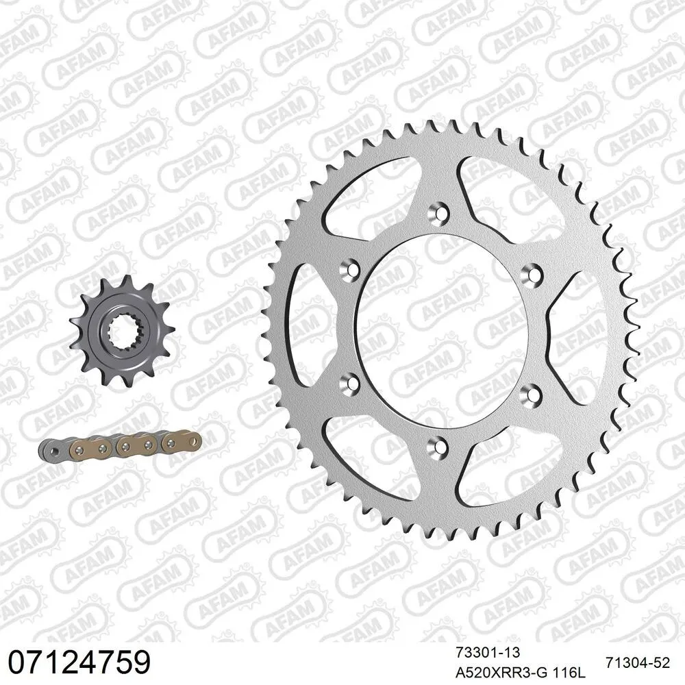 07124759 AFAM Kettensatz Stahl 520 XRR3-G 13x52 - KTM EXC 250 2022-23 - 07124759