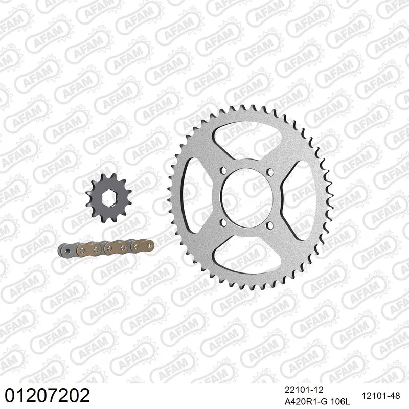 01207202 AFAM Kettensatz Stahl 420 R1-G 12x48 - Yamaha RD 80 LC 1982 - 01207202