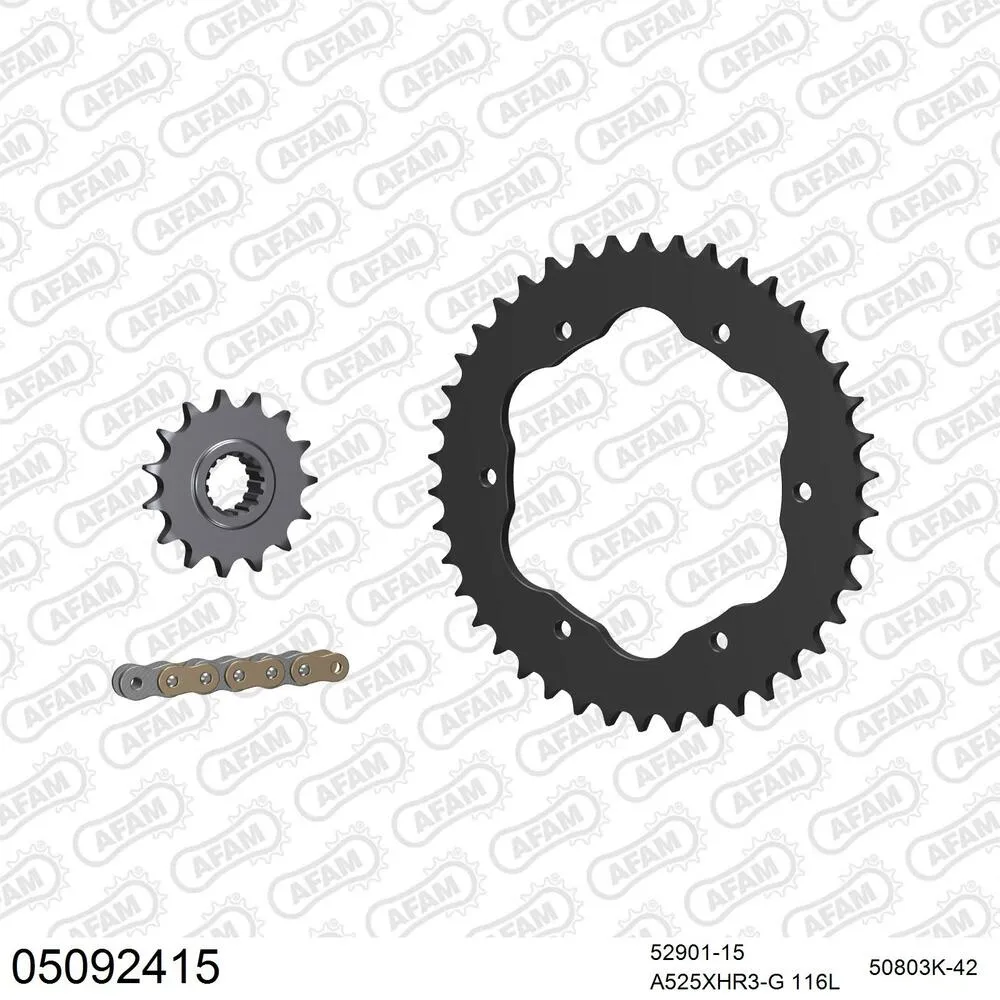 AFAM Kettensatz Stahl 525 XHR3-G 15x42 - Ducati Streetfighter S V4 2020-24 - 05092415