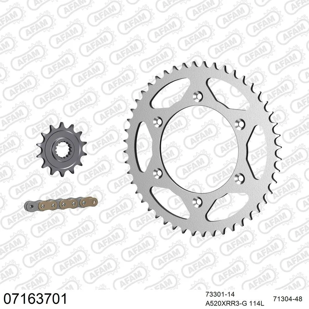 07163701 AFAM Kettensatz Stahl 520 XRR3-G 14x48 - KTM EXC 520 Racing 2001-02 - 07163701