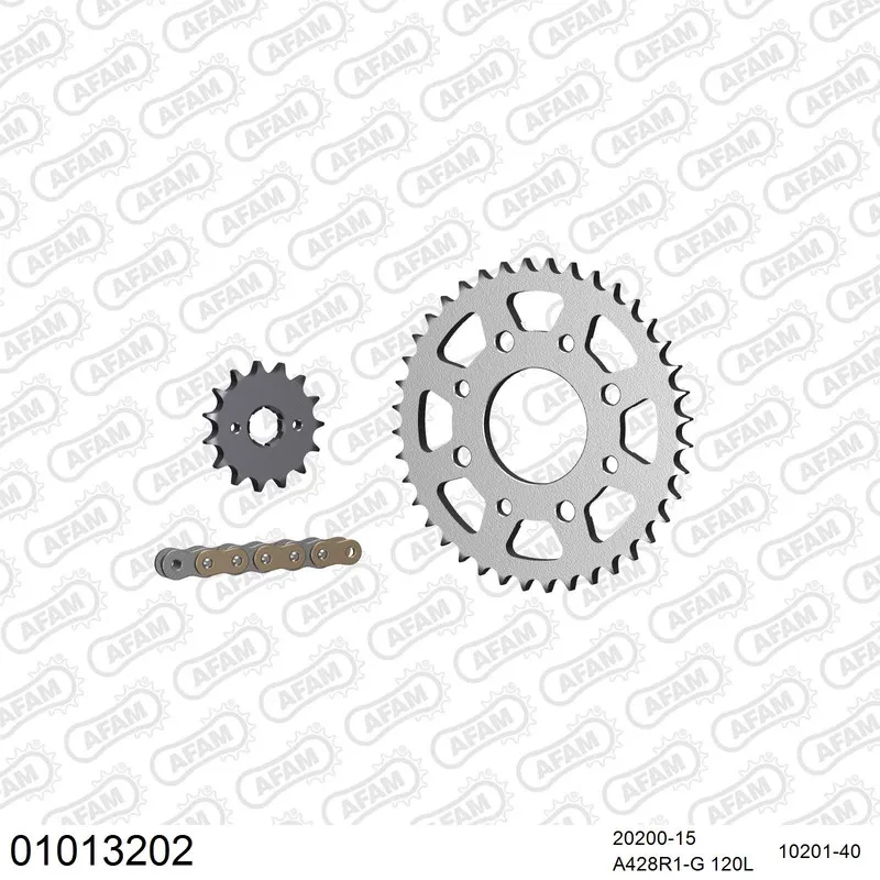 01013202 AFAM Kettensatz Stahl 428 R1-G 15x40 - Honda CB 125 TD 1982-88 - 01013202