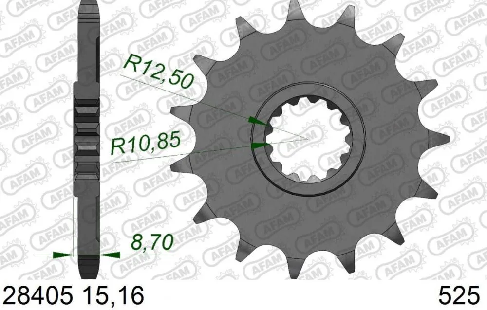 AFAM Kettensatz Stahl 525 XSR2-G 15x44 - Kawasaki Z900 2017-20